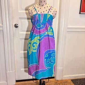 Vintage 1970s Bill Tice
Quilted Sundress, Spaghetti Straps
Bright Bold Pattern